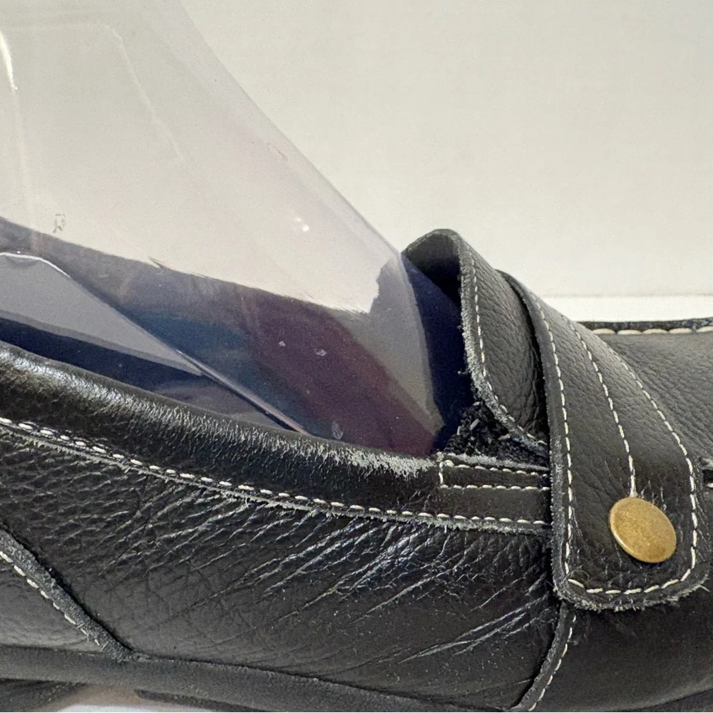 Skechers black leather relaxed fit memory foam slip-on loafers shoes size 8 - Picture 4 of 10